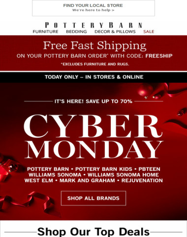 Pottery Barn Home Day Cyber Monday Premier Event 100s Of