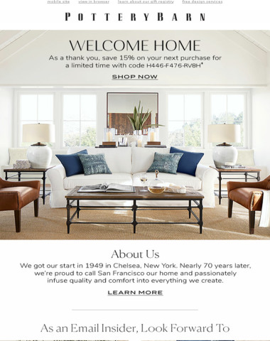 Pottery Barn Home Day Only Your Exclusive Code Up To 25