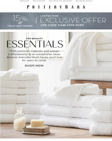Pottery Barn Home Our Customers These Essentials Get 15