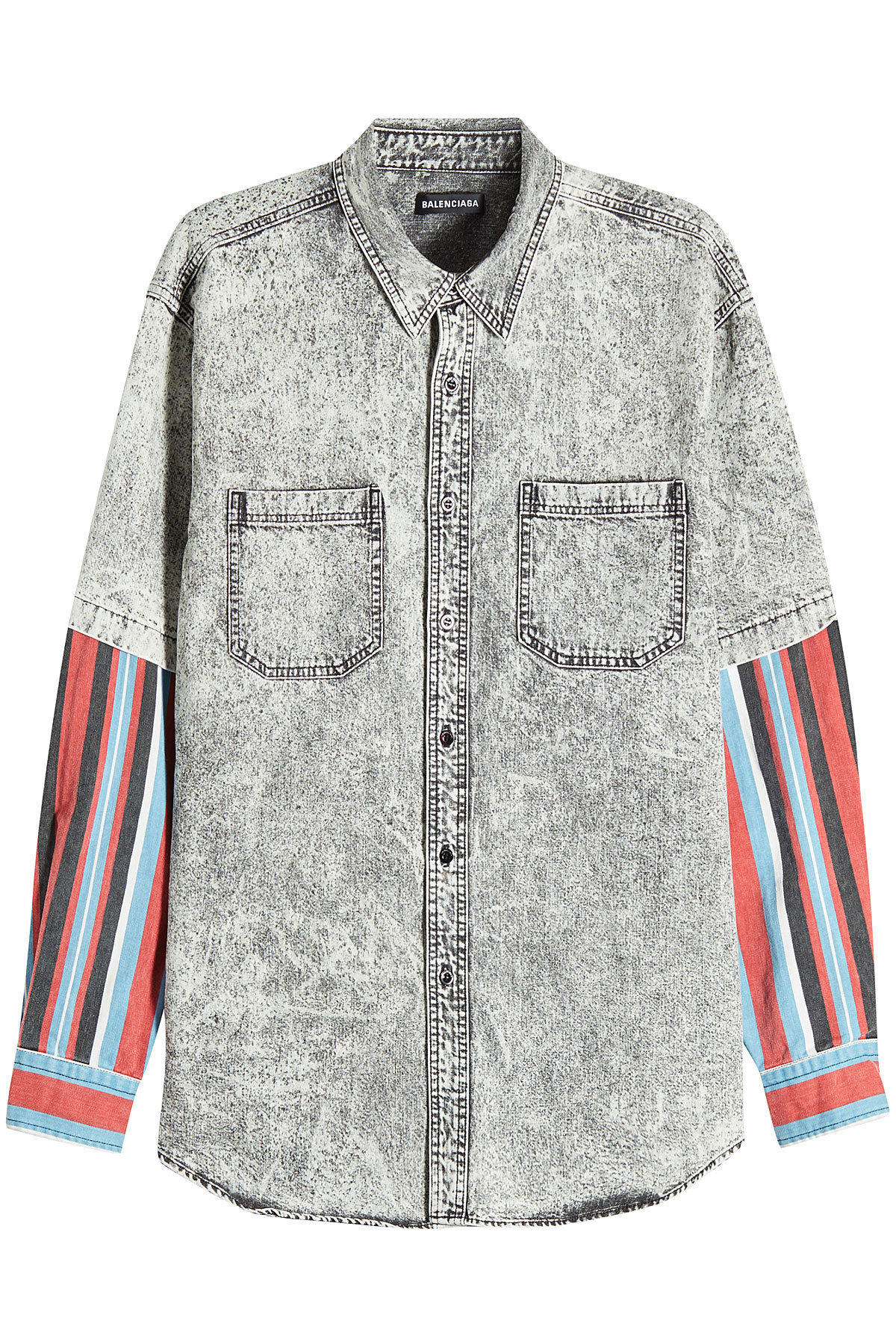 Denim Shirt with Printed Sleeves | BALENCIAGA
