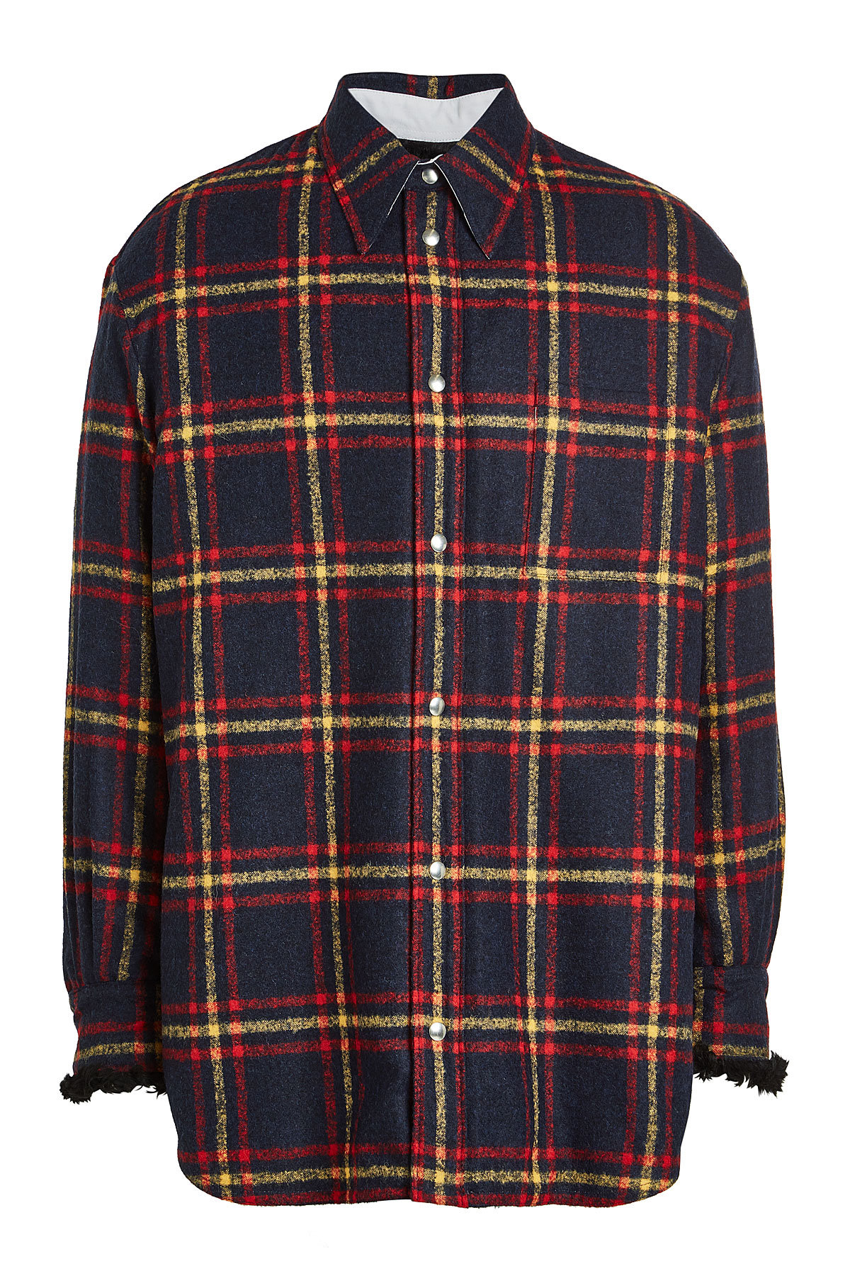 Alpaca Plaid Shirt with Shearling Cuffs | CALVIN KLEIN 205W39NYC